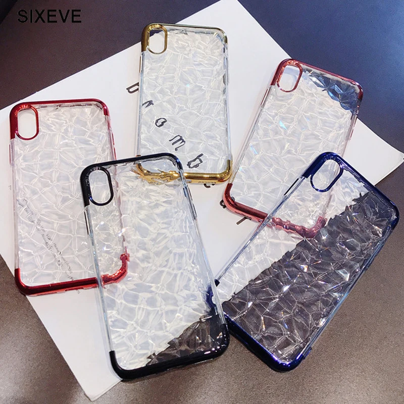 Покрытие TPU 3D Diamond Clear роскошный синий чехол для iPhone 6S 6 s 7 8 плюс X 10 XS XR Max крышка
