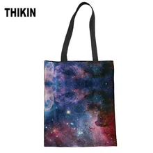 THIKIN Galaxy с принтом женские парусиновые сумки для покупок Складная хозяйственная сумка женская многоразовая Экологичная сумка для супермаркета