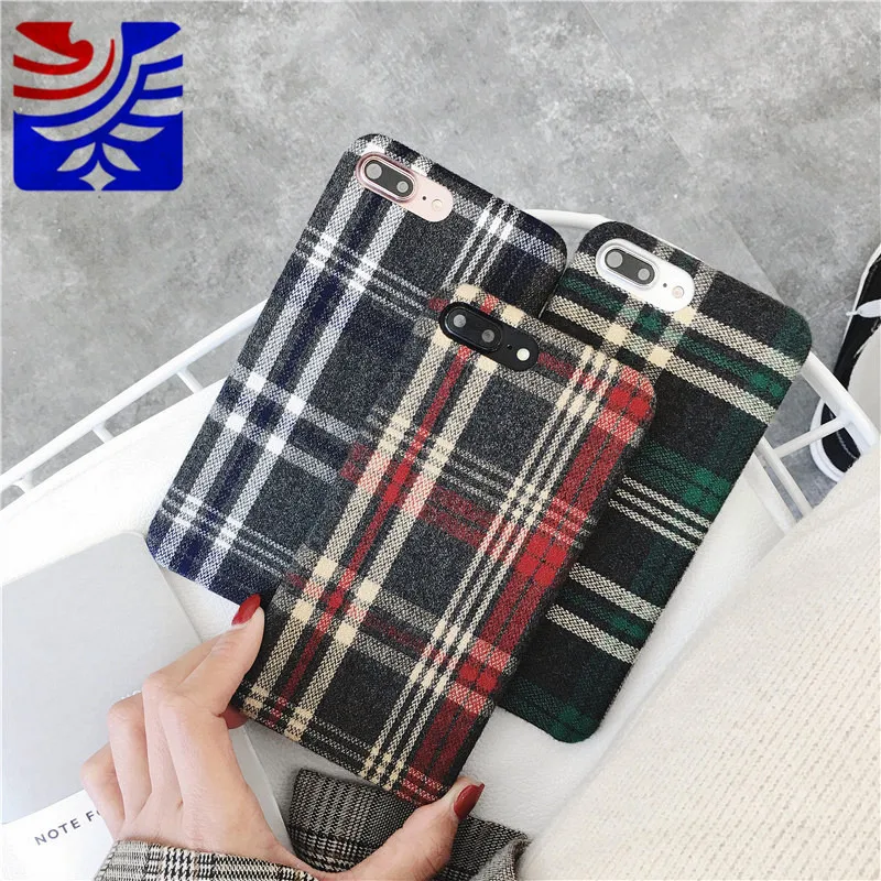 Винтажный чехол PEIPENG для телефона в клетку iPhone 7 Deluxe полосатый тканевый 6 6s 8 Plus