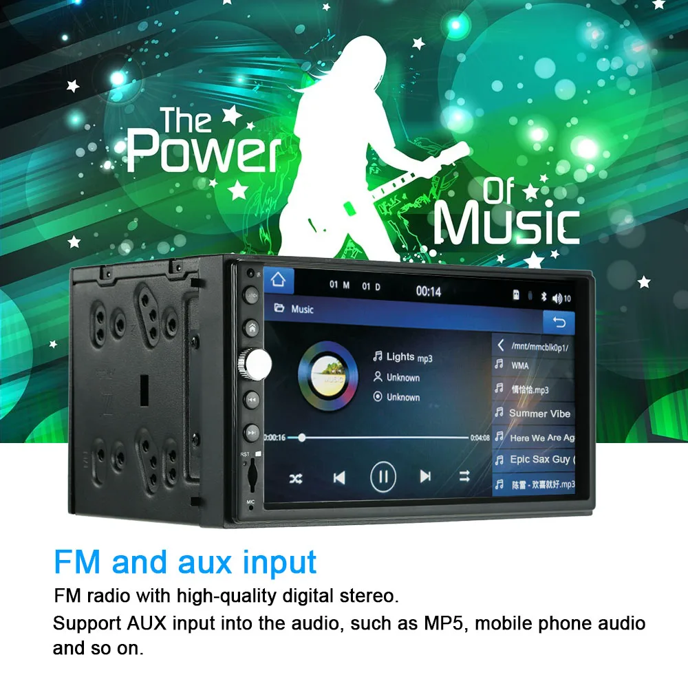 Clearance Car Audio Touchscreen Player 7" Double Din HD BT AM/FM with Rearview Camera for iPhone Android Phones 5