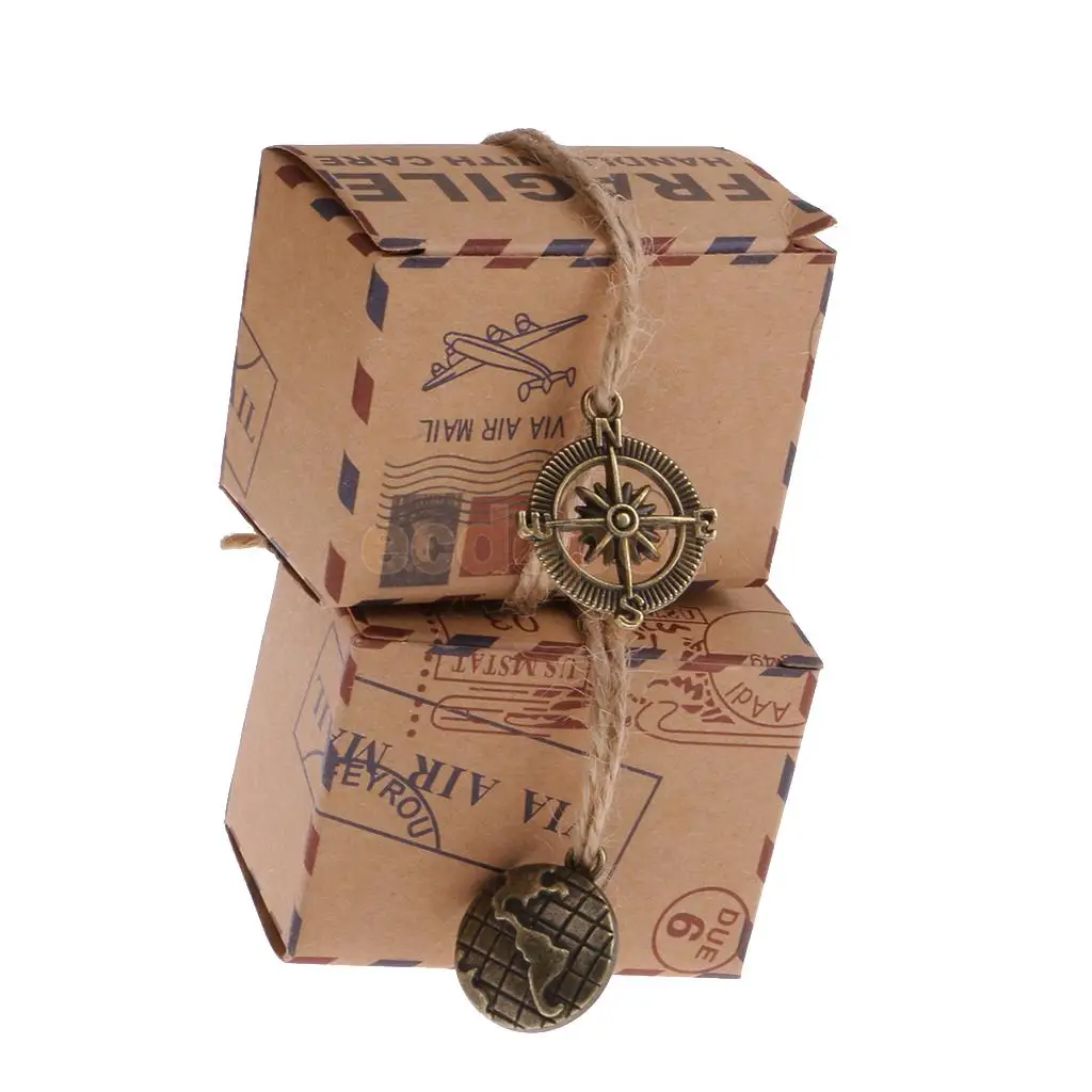 100 шт винтажные коробки для конфет из крафт-бумаги, подарочные коробки, свадебные подарки