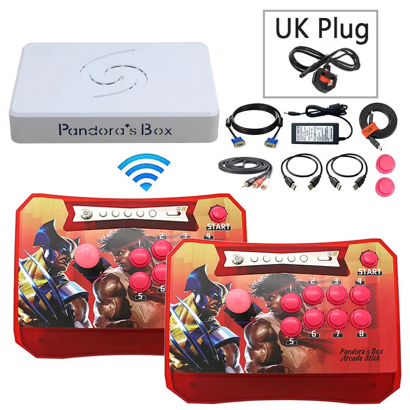 Pandora box 6 1300 in 1 wireless console arcade games 2 Players joystick button usb arcade controller HDMI VGA USB for pc TV PS3 - Цвет: 2P 2 red UK plug