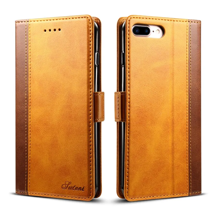 

New PU Leather Wallet Case For iPhone 8 Plus Flip Cover With Money Card Pocket Kickstand Business Phone Sleeve Bag For iPhone8