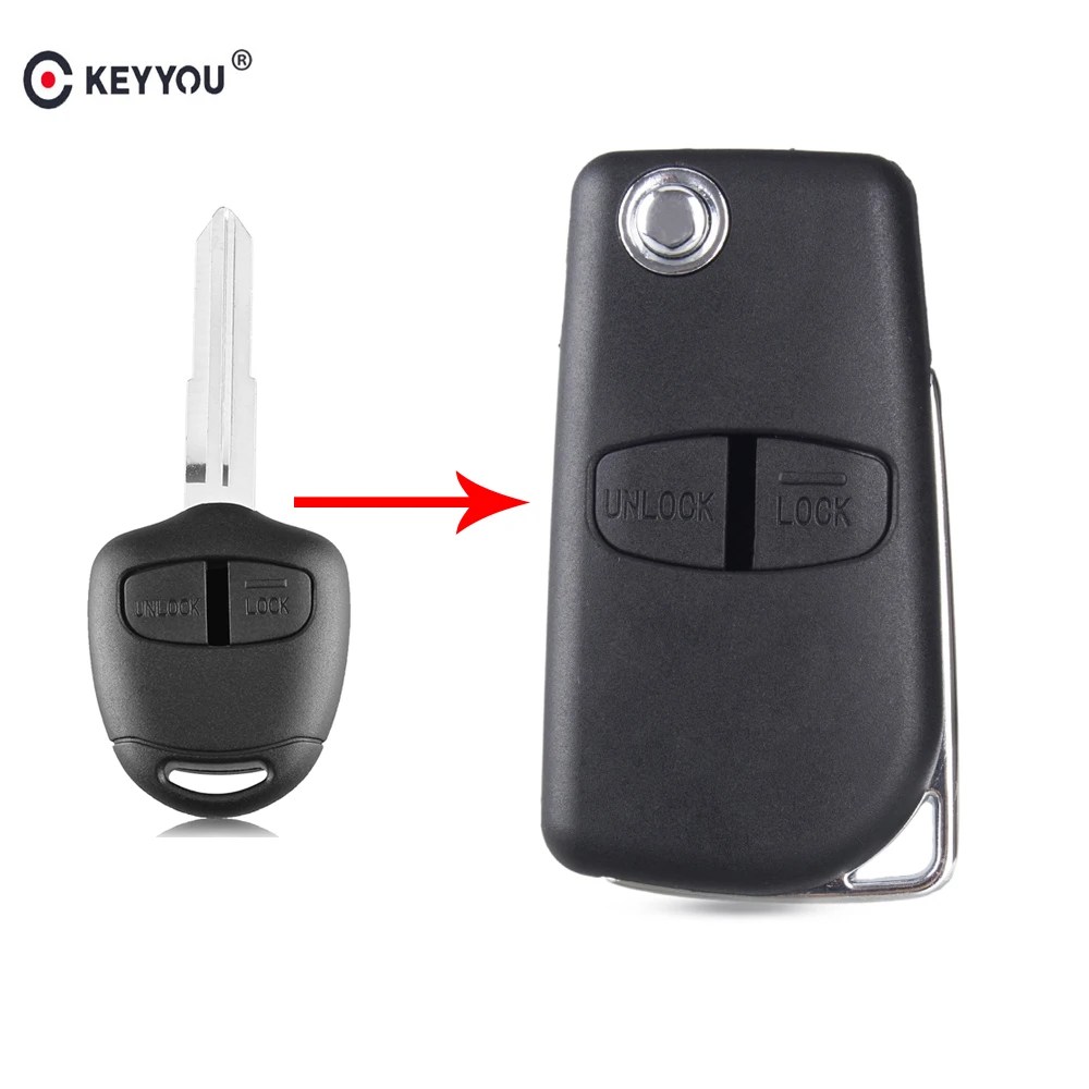 

KEYYOU 2B Modified Flip Remote Key Shell Case For Mitsubishi Triton Evo Galant L200 OUTLANDER LANCER COLT SHOGUN Left Blade