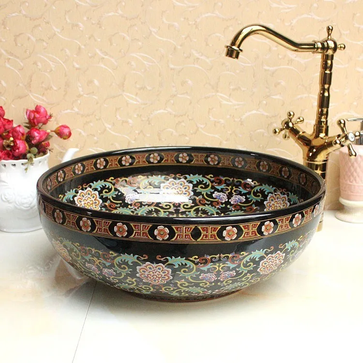 Europe Vintage Style Ceramic Art Basin Sinks Counter Top Wash Basin