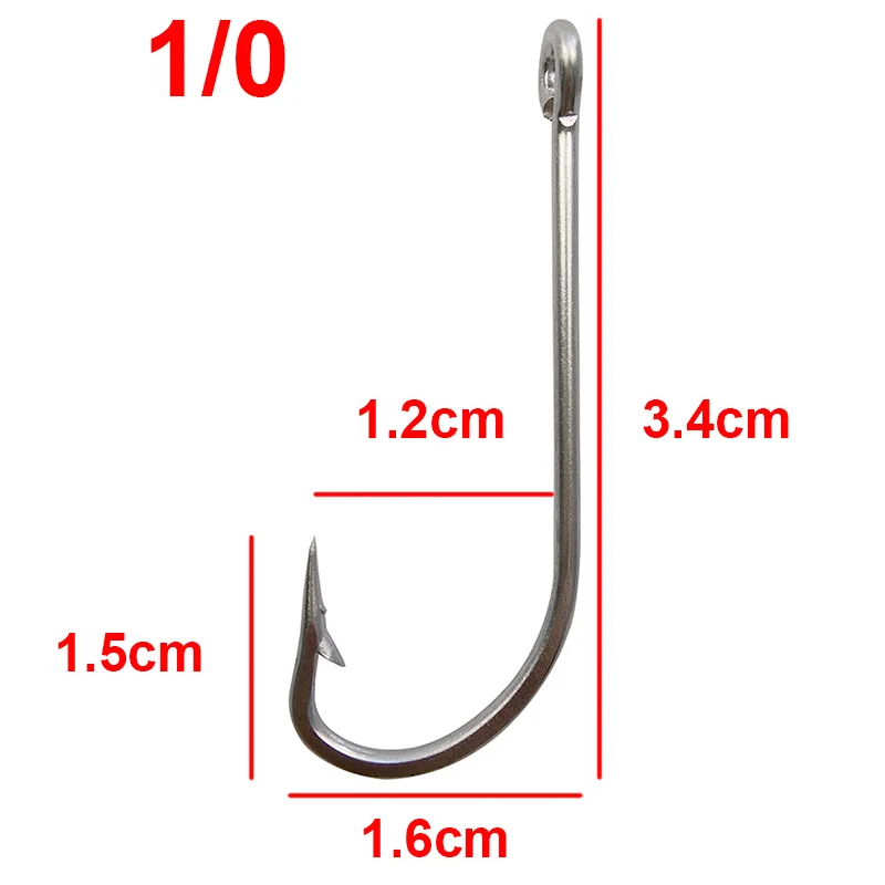 30pcs 34007 Stainless Steel Fishing Hooks White Big Extra Long