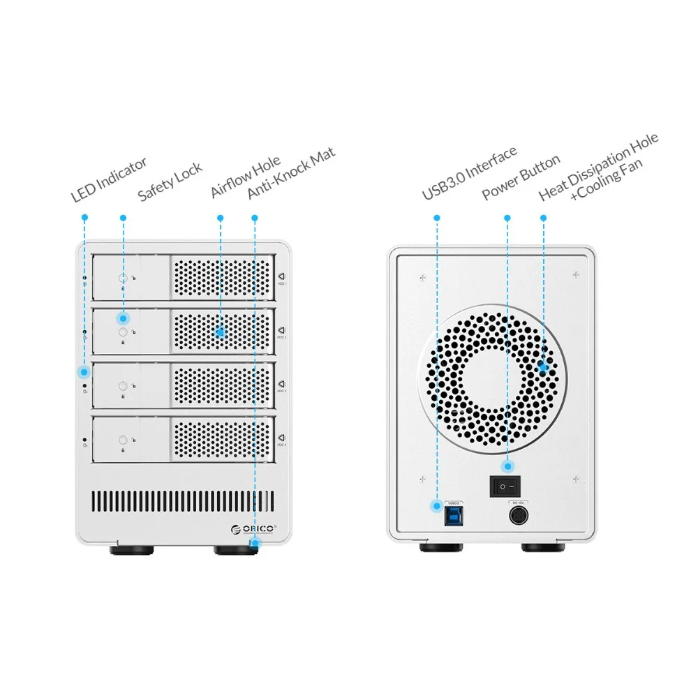 ORICO Tool free 4-bay Super speed 3,5 дюйма HDD док-станция USB3.0 для SATA HDD корпус 4bay чехол для ноутбука PC-(9548U3