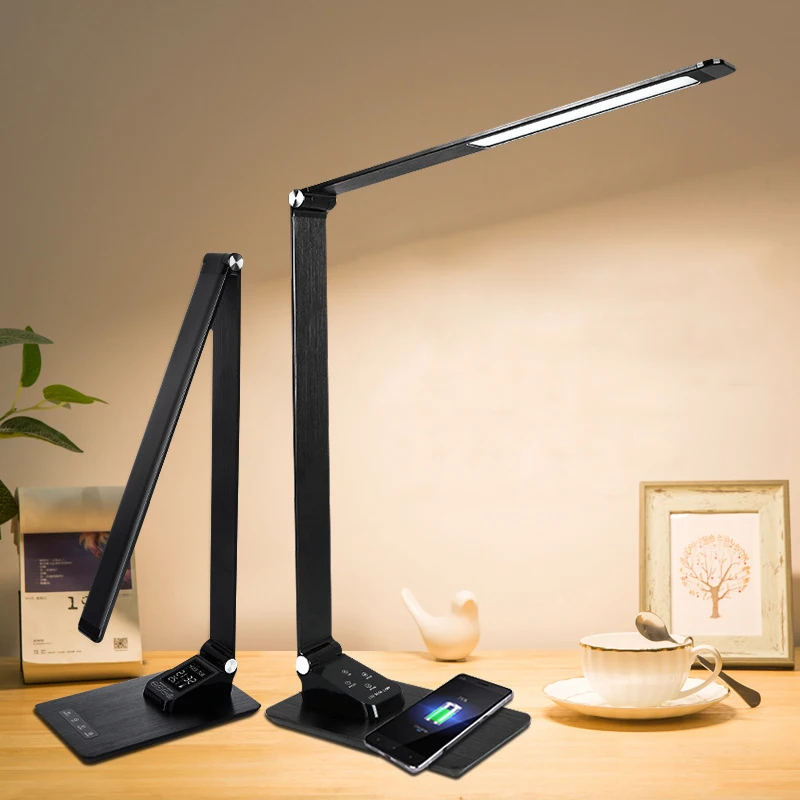 

lamp desk wireless charge bed side lamp ZUNGE electronic clock desktop light led working study touch switch