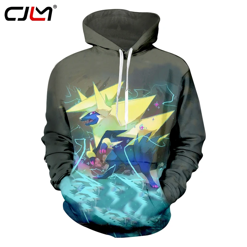 CJLM 2018 Spring Autumn Pokemon Hoodies Mens Long Sleeve Hooded Clothes 3D Sweatshirts Unisex 