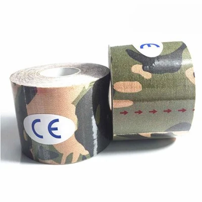 Green camouflage 5 см x 5 м кинезиологические ленты эластичный бинт хлопок клейкая фитнес-лента спортивная травма мышечная лента колено протектор бинт - Цвет: Green camouflage