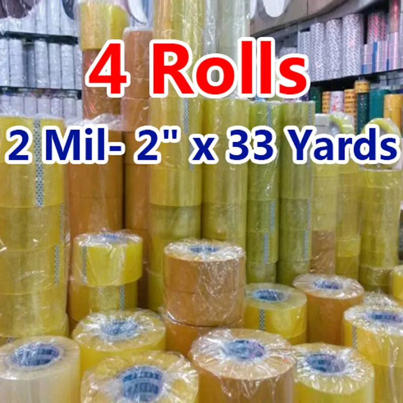 

4 rolls Carton Sealing Clear Packing/Shipping/Box Tape- 1.8*0.2 inch Office Film Adhesive Tape Gift Ribbon Strapping