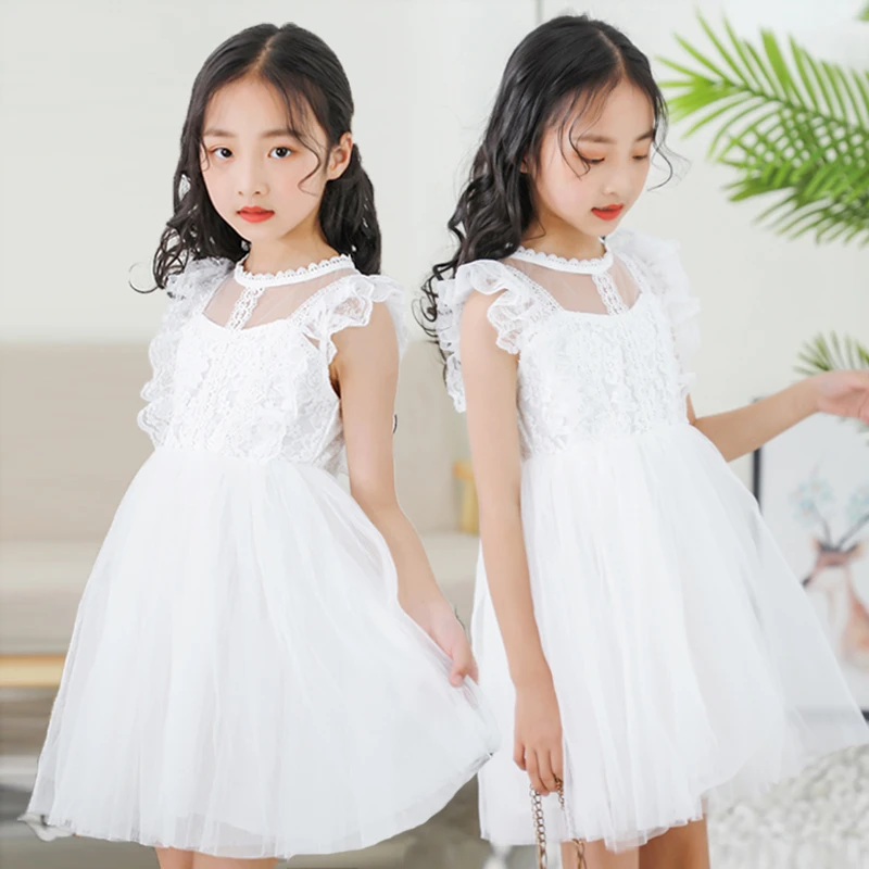 Платья для девочек летняя детская одежда белые свадебные платья для девочек, брендовая эксклюзивная одежда маленькой принцессы от 3 до 10 лет - Цвет: Белый