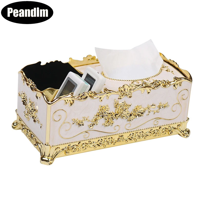 

PEANDIM Acrylic Tissue Box European Multifunction Home Container Desktop Storage Office KTV Hotel Case Holder Paper Rack