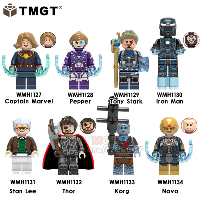 

Single Sale Legoings Captain Marvel Stan Lee Thor Iron Man Korg Nova Tony Stark Building Blocks Gifts Toys For Children Friend