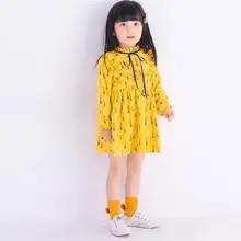 1 предмет, милое теплое платье принцессы для маленьких девочек желтая плотная осенняя одежда с длинными рукавами для детей, платья для маленьких девочек