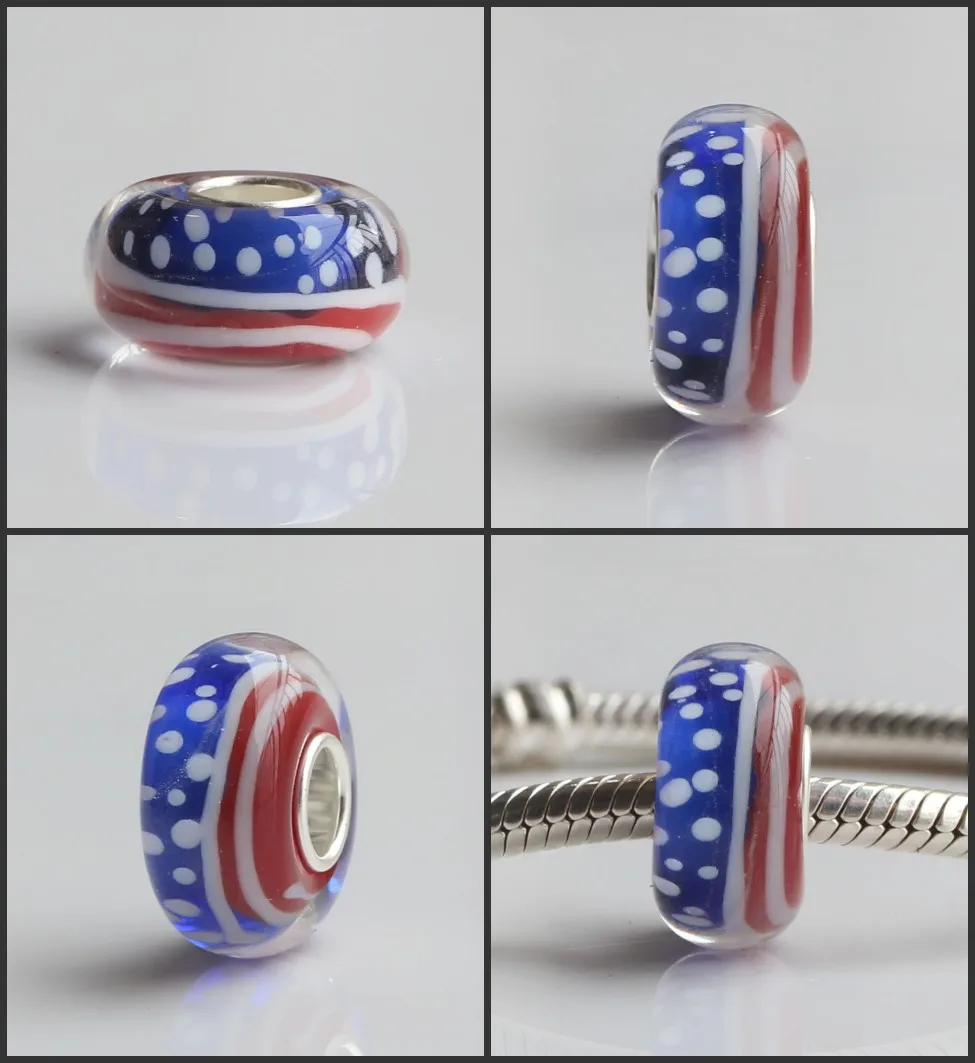 925 Sterling Silver Bead Charm With Glass Charms Compatible Fit Troll European Brand  DIY Bracelet Jewelry Gift For Woman (7)