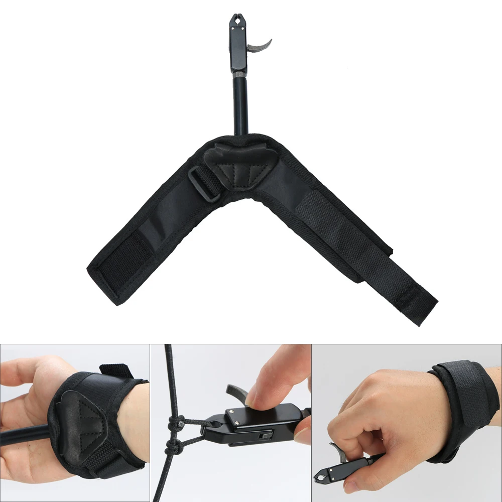 

Outdoor Release Aid Compound Bow Black Color Caliper Strap Shooting Trigger Wrist Band Archery Bow