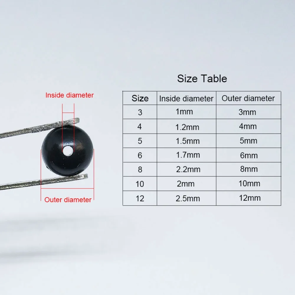 INFOF 200 шт./упак. Мягкие пластиковые бусины Круглые 3 мм-12 мм черные мягкие резиновые рыболовные бусины снасть для карпа рыболовные аксессуары