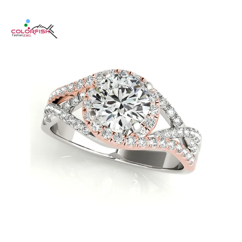 COLORFISH Round Cut 1ct 925 Sterling Silver Halo Engagement Rings For Women Wedding Jewelry Two Tone Rose Gold Color Silver Ring
COLORFISH Round Cut 1ct 925 Sterling Silver Halo Engagement Rings For Women Wedding Jewelry Two Tone Rose Gold Color Silver Ring