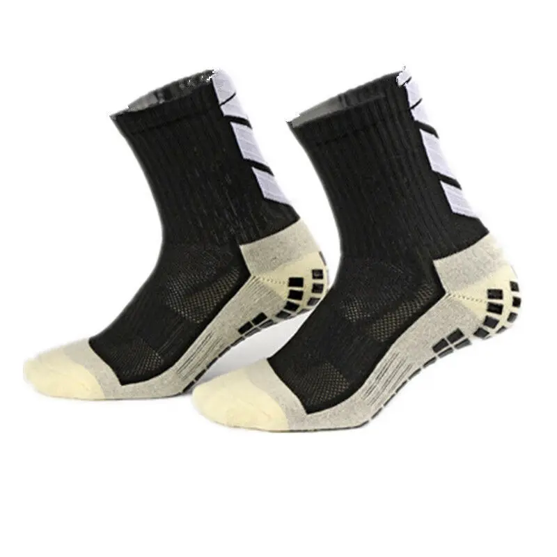 Мужские и женские спортивные носки, футбольные носки, баскетбольные спортивные нескользящие носки, 6 цветов, новинка, унисекс, противоскользящие носки для футбола, бега, впитывают пот - Цвет: Черный