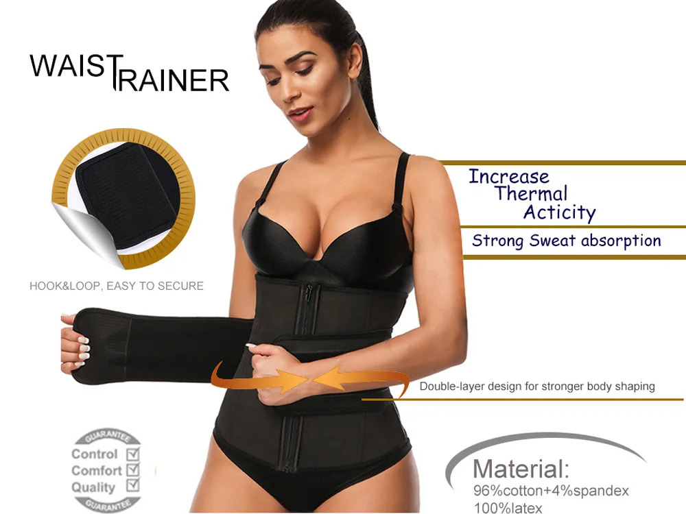 HEXIN Waist Trainer Abdominal Belt High Compression Zipper Plus Size Latex Waist Cincher Corset Underbust Body Shaper Fajas spanx bodysuit