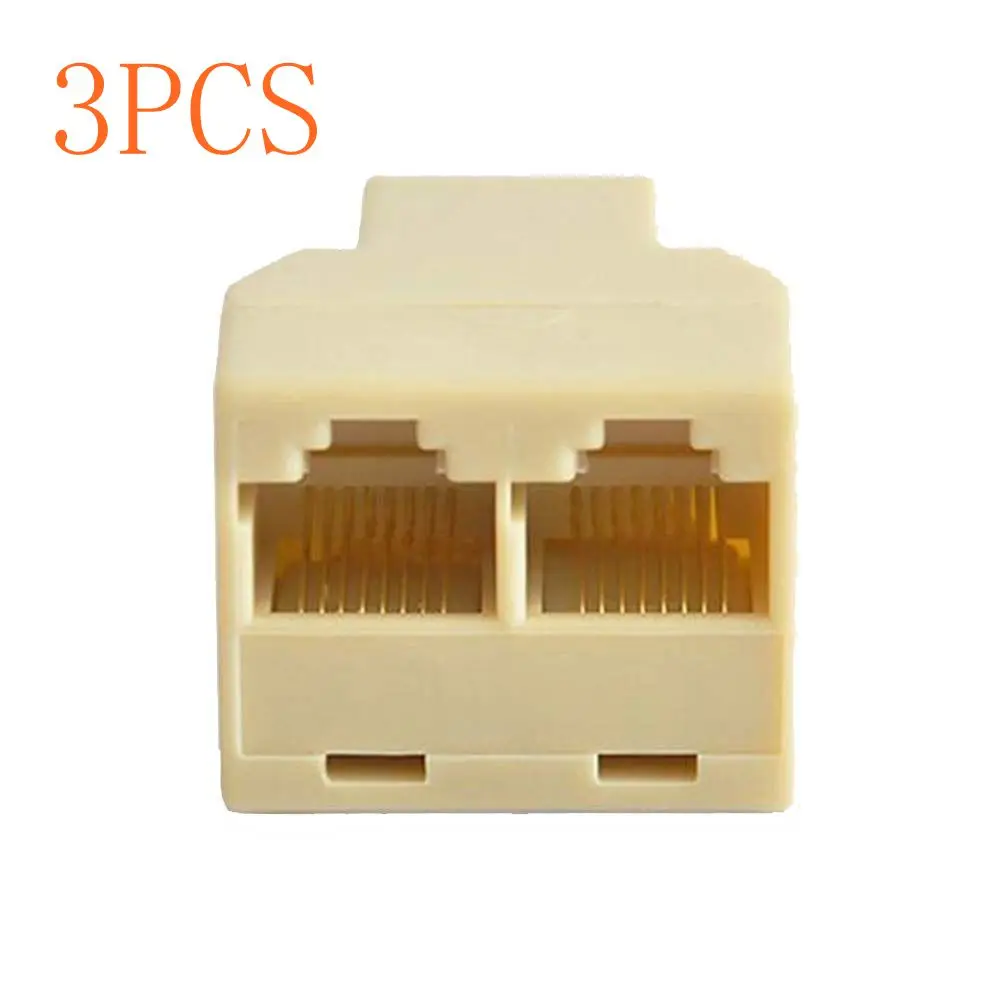 3pcs RJ45 Splitter Adapter 1 to 2 Ways Dual Port CAT5//6 LAN Ethernet Cable US