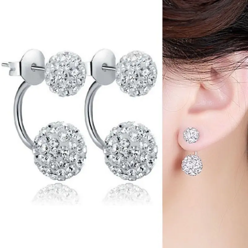 Fashion style Women Silver Crystal Earrings Women Ear Jewelry Female