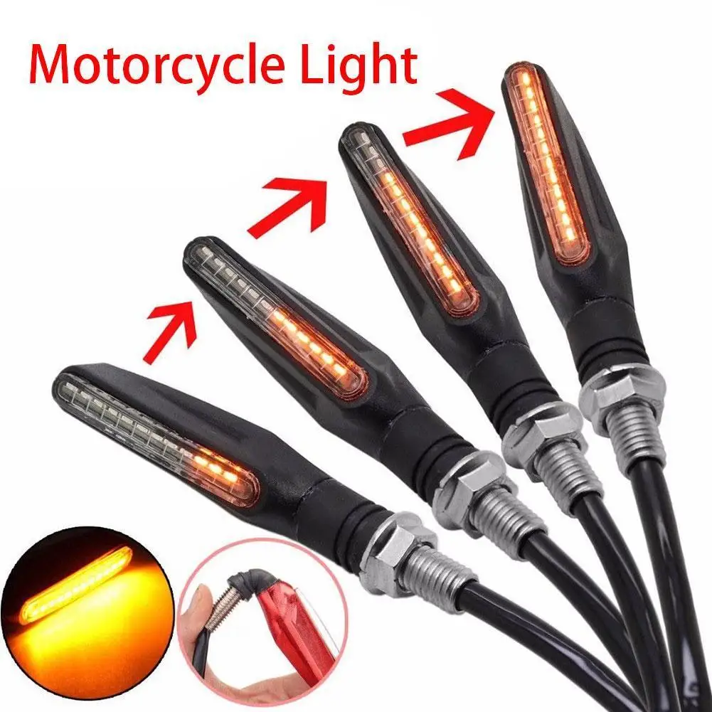 Newest 1pc Flowing Universal Motorcycle 12LED Turn Signal Indicator Light Amber