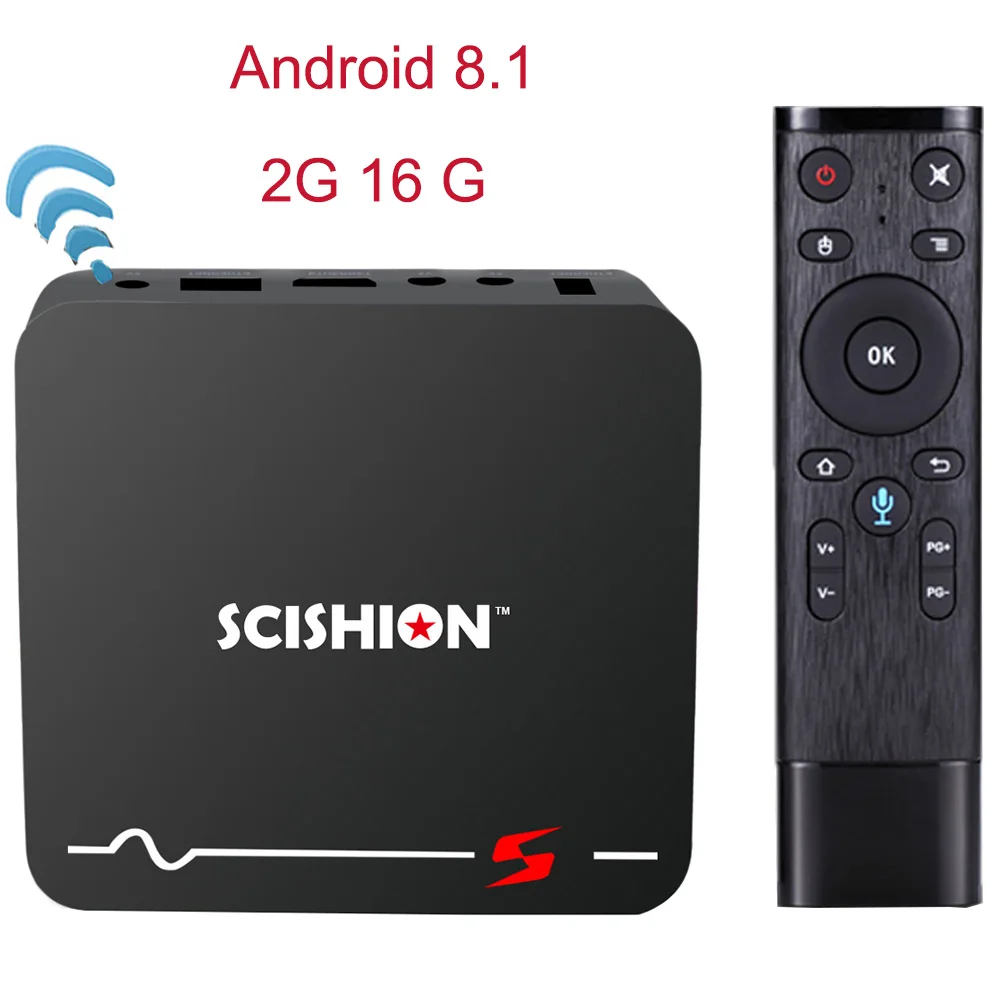 

SCISHION Model S TV Box RK3229 Android 8.1 2GB RAM 16GB ROM 2.4G WiFi 100Mbps Smart TV BOX With Voice Remote PK Scishion V88 X96