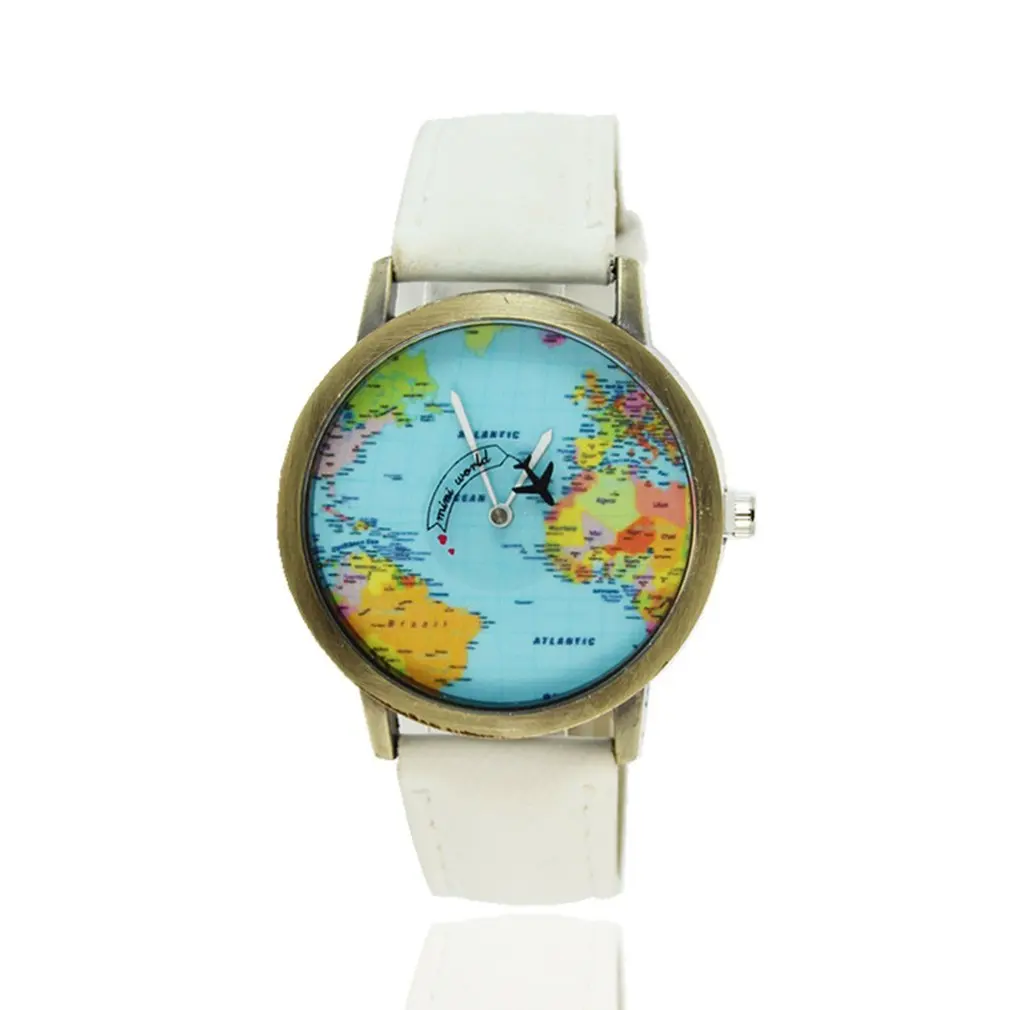 

World Maps Airplane Pattern Canvas Straps Fashionable Design Quartz Movement Wrist Watches Watchband Unisex Men Women