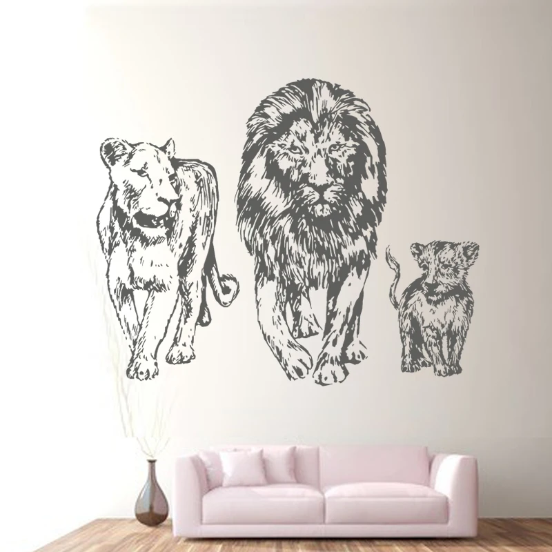 

Lion Family Wall Sticker Home Bedroom Parlor Bar Hotel Wall Decoration Wall Stickers*649*