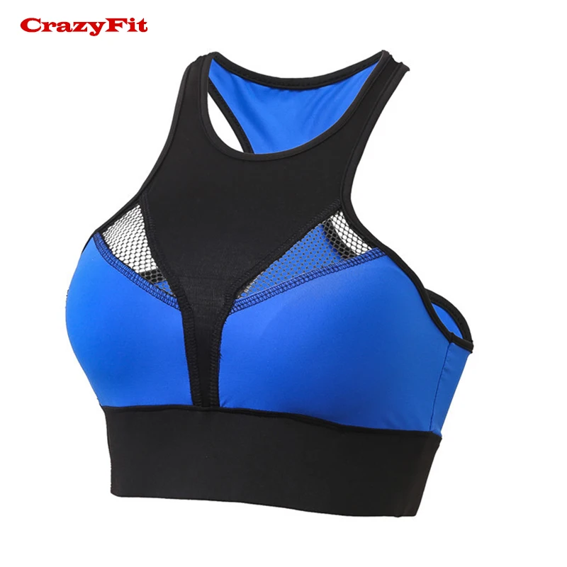 Женский сетчатый бюстгальтер Crazyfit розовый спортивный с пуш ап эффектом высокой