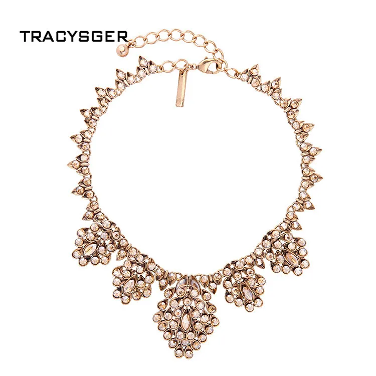 

AB-xl0037b /TRACYSGER/ large alloy crystal statement necklace
