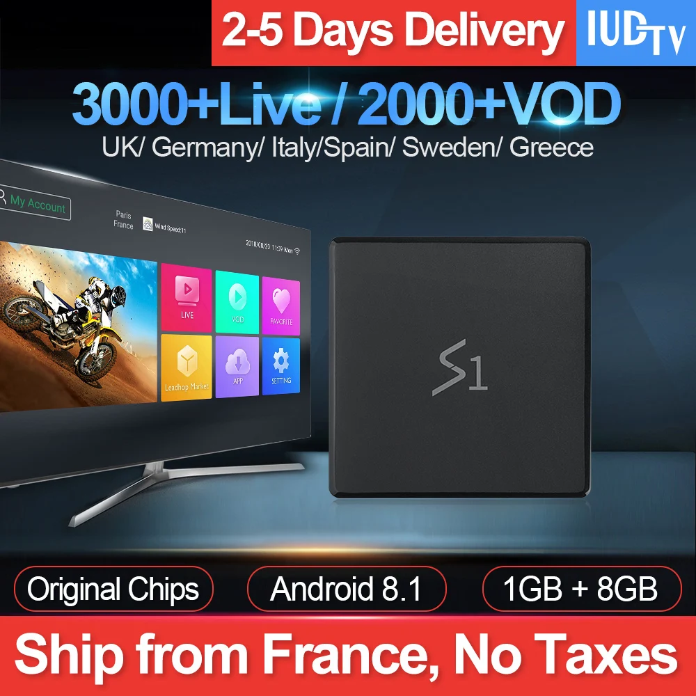 

Leadcool S1 Android 8.1 TV Box Iptv France Subscription RK3229 1GB 8GB IUDTV Iptv UK Greece Arabic Sweden Spain Netherlands