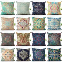 2016 Newest Bohemia Style Printed Linen Square Chair Decor Home Decor Throw Pillow Cotton Linen Cojines