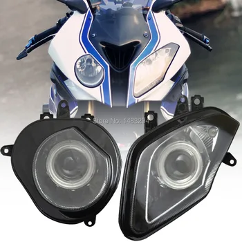

Custom HID Projector Modified Conversion Headlight White Angel Eyes Blue Demon Eyes Assembled Fits For BMW HP4 2013-2014