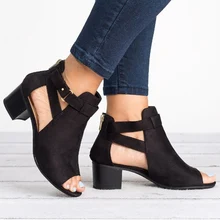2019 Woman Wedge Buckles Fish Mouth Sandals Gladiator Women Sandals Mid Heel Sandals Summer Peep Toe Shoes Zapatos De Mujer P25 summer women sandals gladiator sandals women strange metal high heel 9 cm womens shoes 2018 zapatos mujer plus size hl94muyisexi