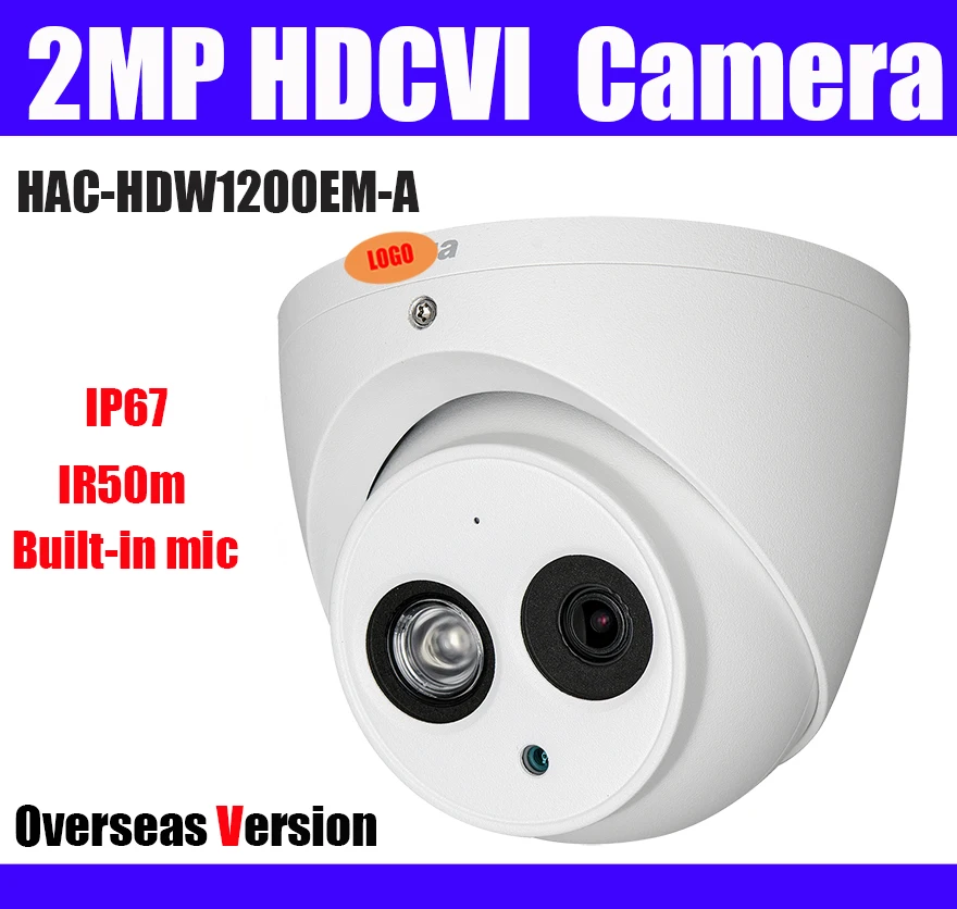 

2 MP CVI CAMERA HAC-HDW1200EM-A HDCVI IR Eyeball Camera IR Distance 50m IP67 CCTV Camera HDW1200EM-A with logo