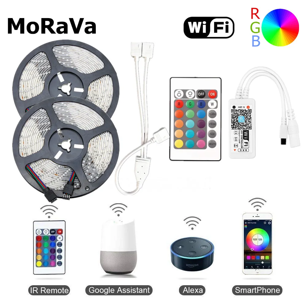 5M 10M WiFi RGB LED Diode Tape SMD 2835 12V Waterproof LED Light Strip 300leds Flexible Rope Lamp+WiFi LED Controller No Power 5M 10M WiFi RGB LED Diode Tape SMD 2835 12V Waterproof LED Light Strip 300leds Flexible Rope Lamp+WiFi LED Controller No Power