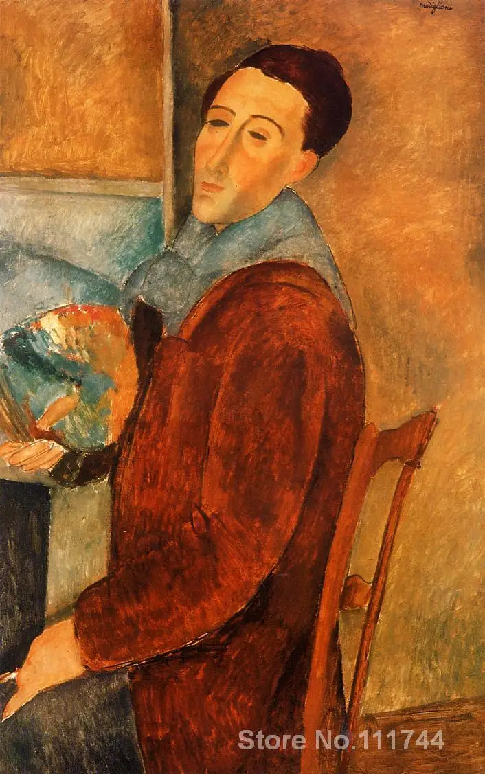

Handmade Oil Painting Self Portrait by Amedeo Modigliani office wall art High quality