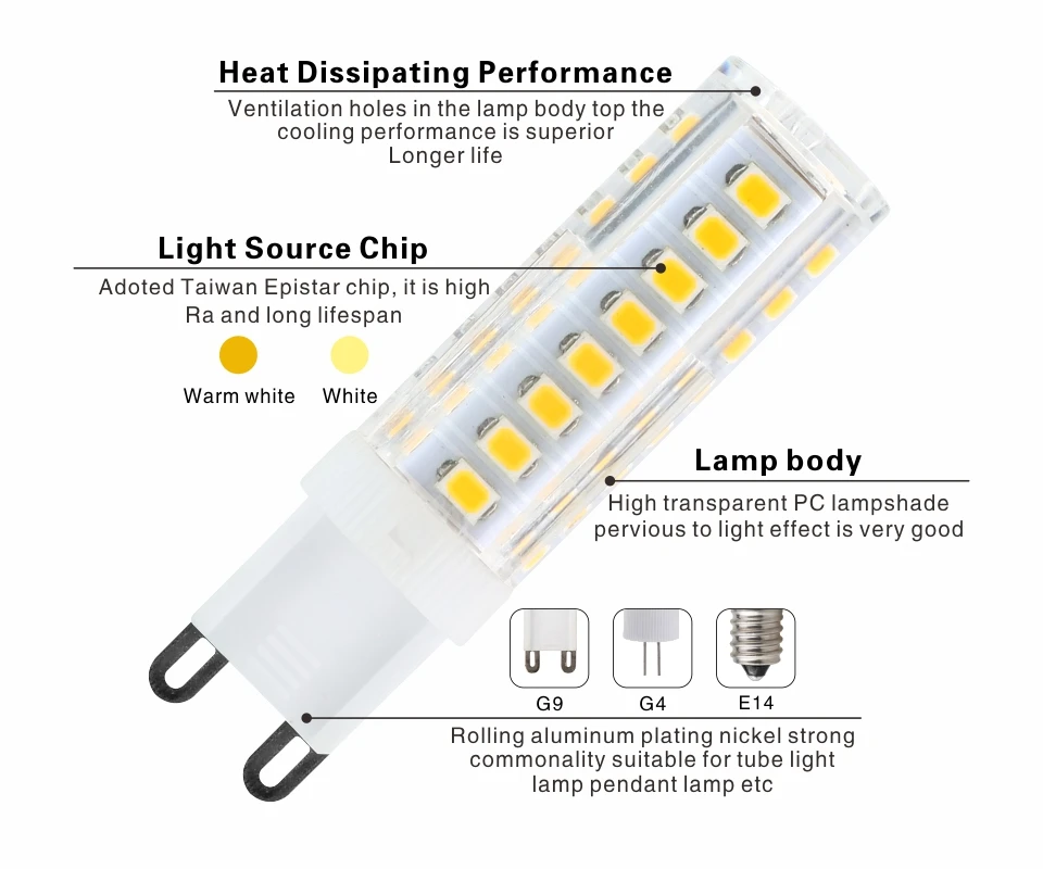 Dimmable G9 LED Spotlight Corn Bulb 3W 5W 7W 2835 SMD Light Lamp 110V 220V SS49 
