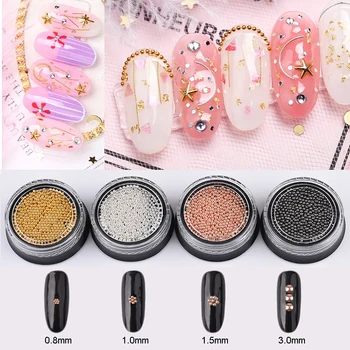 

1 box Net Weight 10g Stainless Steel Micro Caviar nail Beads 0.8/1.0/1.5/3.0mm for nails art dekor ongle nail decoration TPJ10