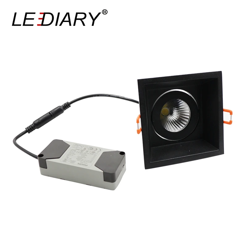 

LEDIARY Black Square Downlights 90mm Cut Hole Angle Adjustable 5W 10W 15W 85-265V Dimmable Driver LED Recessed Ceiling Spot Lamp