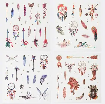 

4 pcs/pack Feather Arrow Decorative Stationery Stickers Scrapbooking DIY Diary Album Stick Label