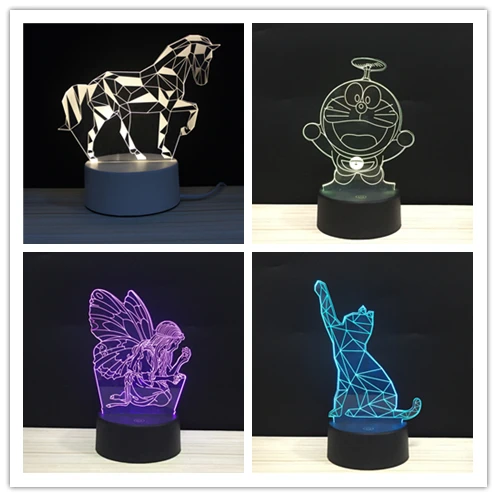 Абстрактная линия Art Yoga Twisted space night light светодиодный сенсорным выключателем LED акриловая 7 цветов Автоматическая смена 3D иллюзия лампы для