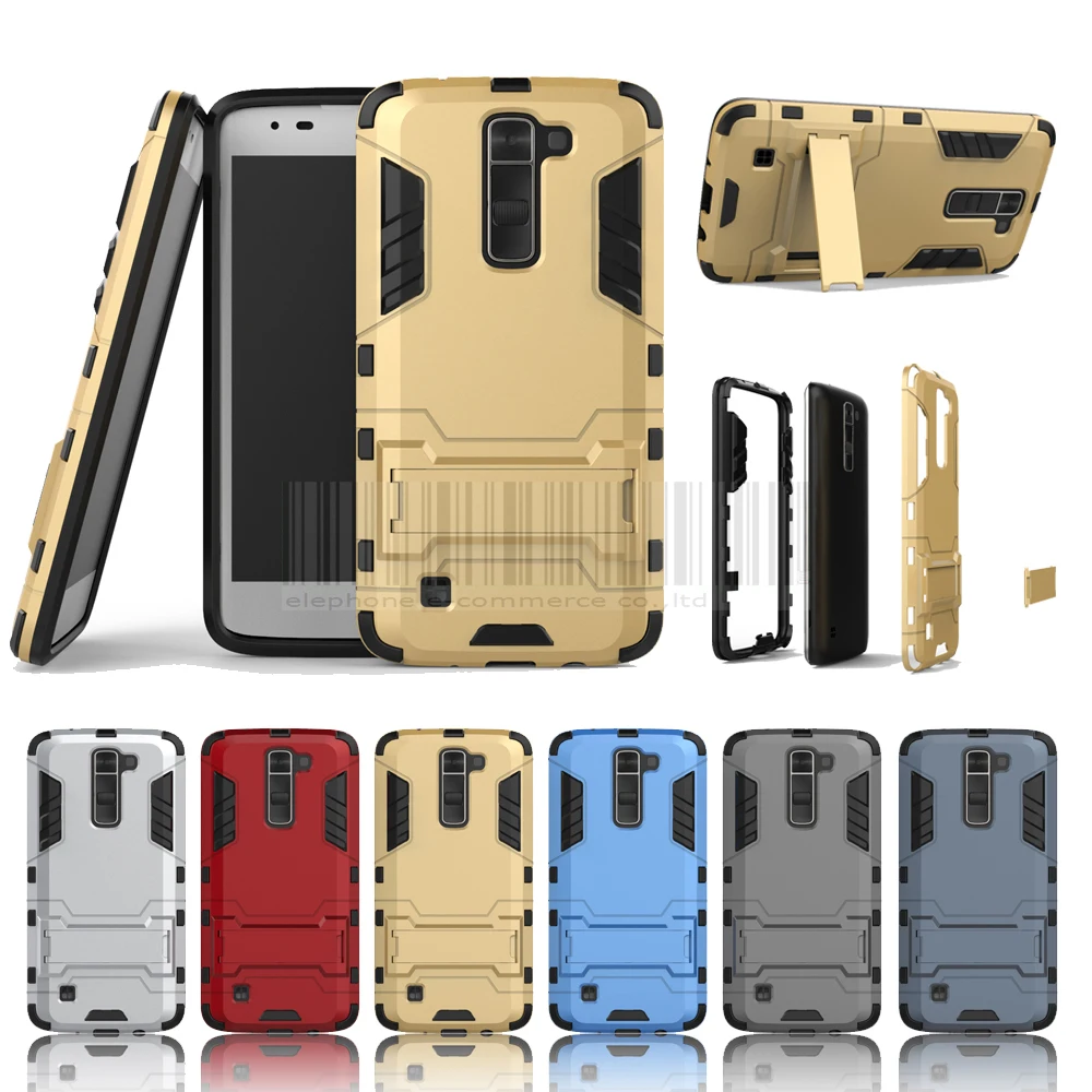 

Dual Layer Hybrid Armor Case Fundas Hard Impact Shockproof Phone Kickstand Cover For LG K7/M1 X210 X210DS MS330/ Tribute 5 LS675