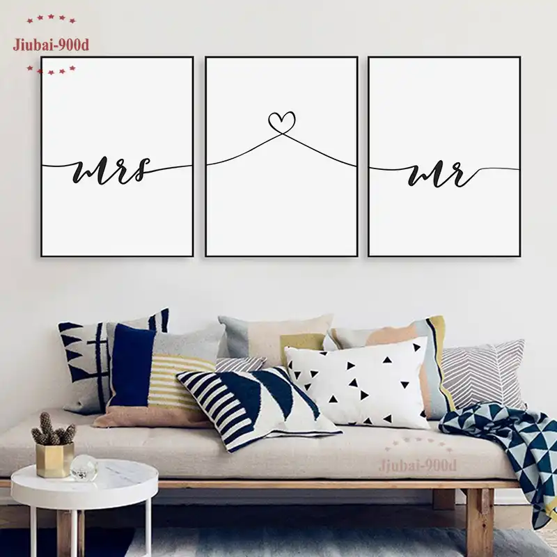 900d Lienzo Pintura Cuadros Decoracion De Dormitorio Mr Mrs