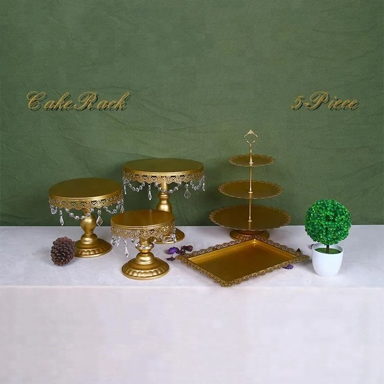 

5pcs Gold Vintage Tiered Hardware Tier Wedding Cake Stand