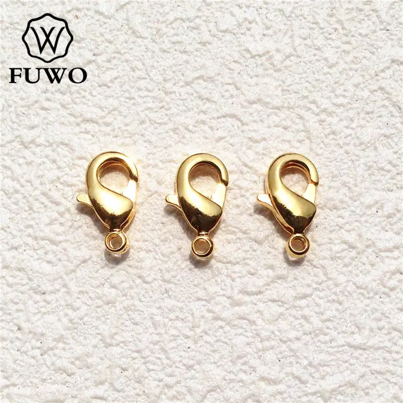 

FUWO 24K Gold Color Plated Brass Lobster Clasps Connect Clasps High Quality Jewelry Accessories For DIY Making B001 6*10mm