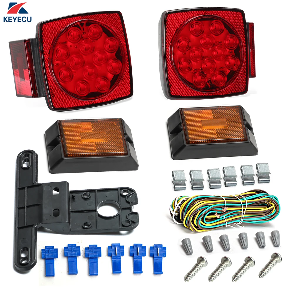 KEYECU 12V LED Submersible Trailer Tail Light Kit Stop Tail Turn Signal